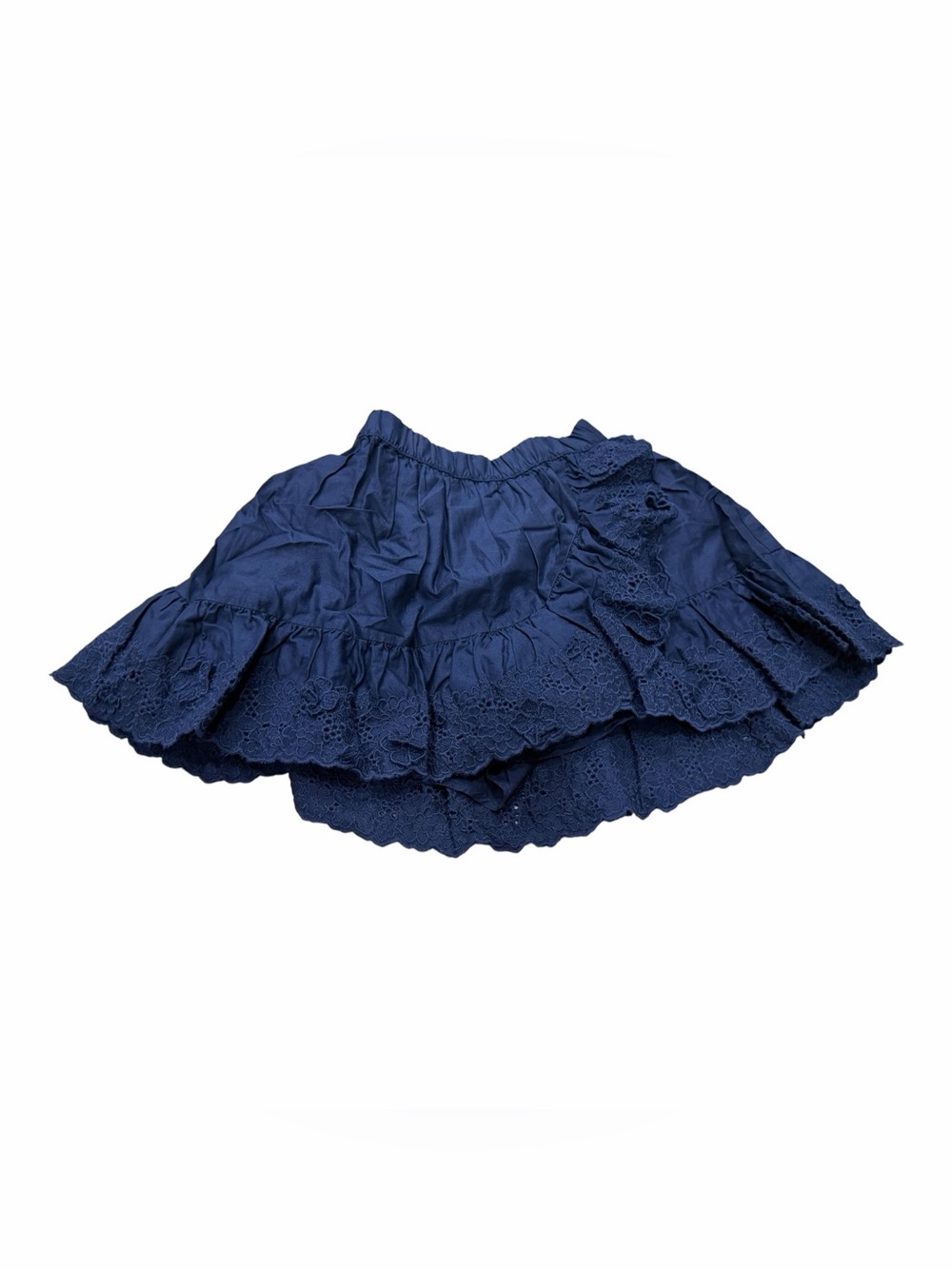 Gap Girls Eyelet Ruffle Skort Skirt Size Medium 8-9 Navy Blue, Elastic Waist NEW